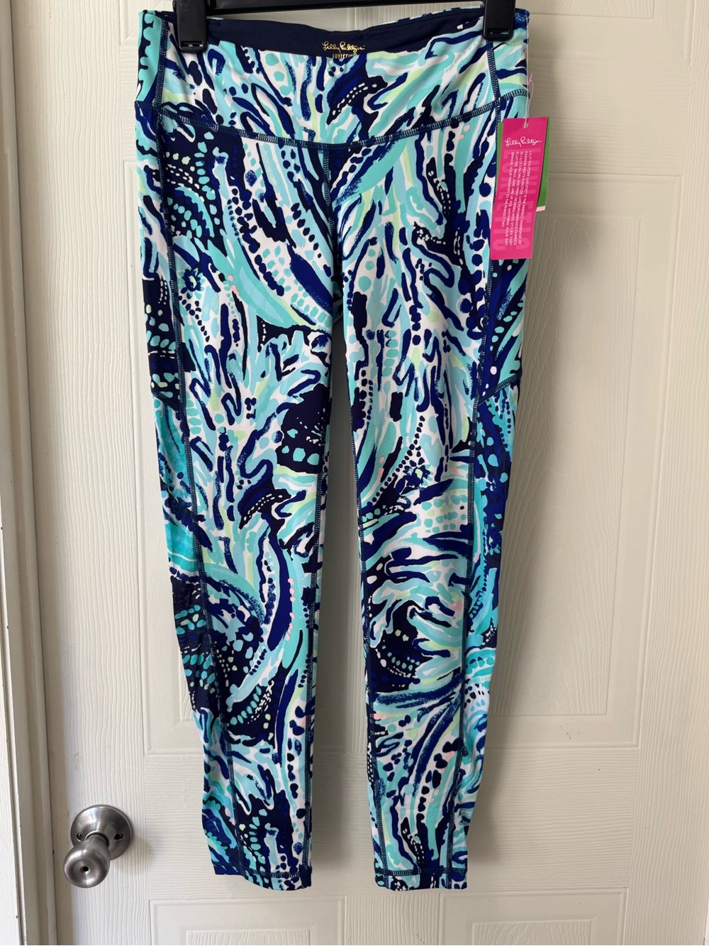 Lilly Pulitzer Aqua & Navy Abstract Print Leggings